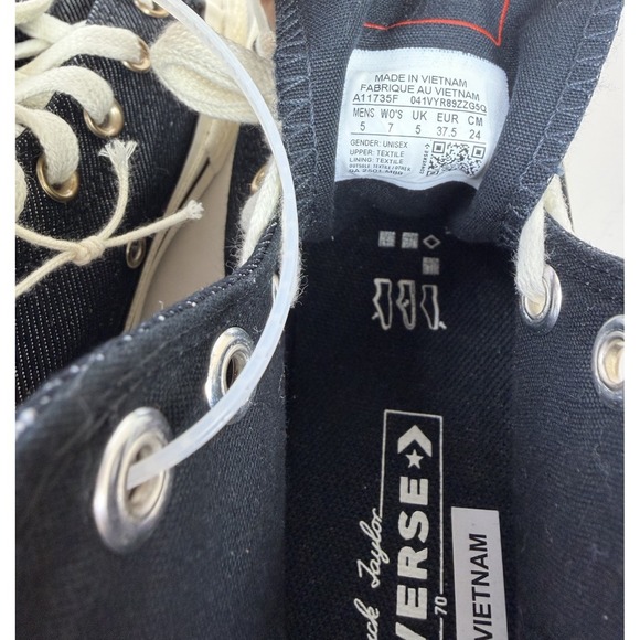Converse Chuck 70 Taylor Denim Black High Top Sneakers 5M / 7W A11735C - Picture 11 of 11